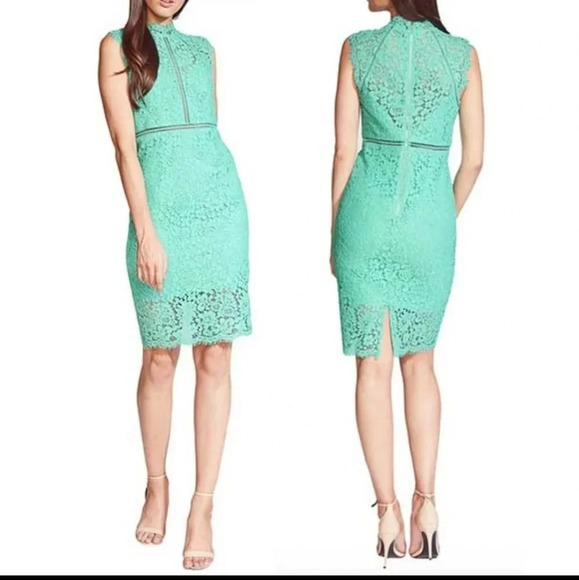 Bardot Lace Sheath Cocktail Dress in Mint Green.8 - Picture 1 of 6